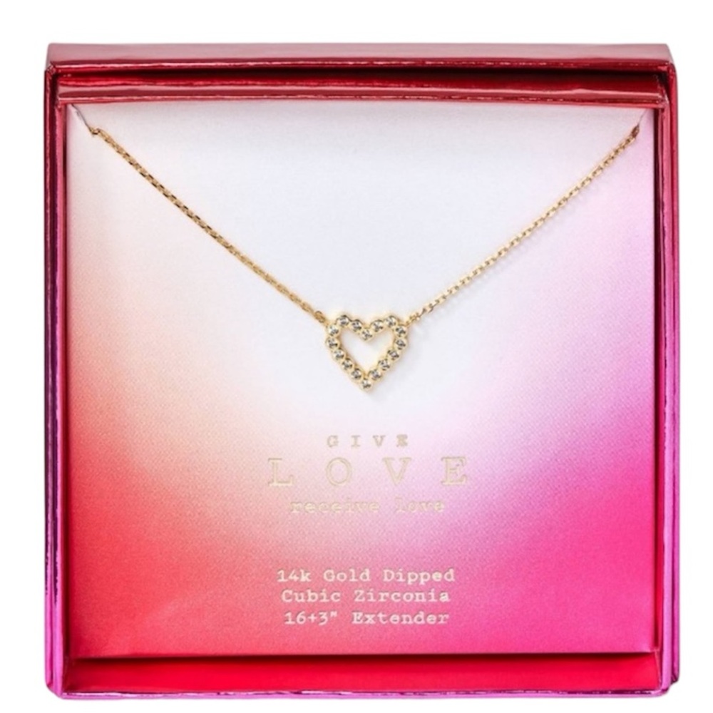 A New Day 14K Gold Dipped Cubic Zirconia Open Heart Pendant Necklace
